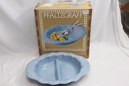 Pfaltzgraff Petals Large Oval Divided Vegetable Dish 15&quot; Blue - $13.71