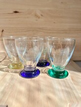 Cocktail Glasses Vintage Glasses, 4 Aperitif Glasses, Multicolor Base Gl... - $27.44