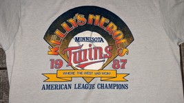 Vintage Screen Stars Minnesota Twins 1987 Kelly&#39;s Heroes Gray T-shirt Size M - £48.51 GBP