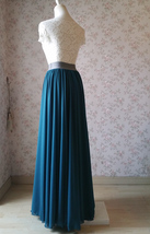 Teal Blue Chiffon Maxi Skirt Women Summer Plus Size Chiffon Skirt Outfit image 5