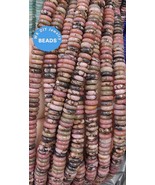 Rhodochrosite Fat Rondelle Lantern Beads Snake Skin Jasper Heishi Beads,... - $9.70