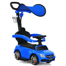 Toddler Ride-On Push Car 3-In-1 Sliding Car Stroller Mercedes Benz Blue Kids Toy - £79.16 GBP