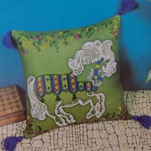 Horse Crewel Pillow Kit Bucilla Linen Creative Stitchery Series Knife Ed... - $80.00