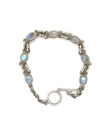 Moonstone Cabochon Sterling Silver Link Bracelet 7.25&quot; Toggle Clasp - $238.77 CAD