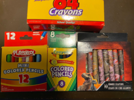 Lot of Crayons Color Pencils color markers Crayola Jurassic Park Playskool - £15.03 GBP