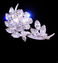 Eisenberg Ice Brooch - numbered pin - silver flower spray - wedding jewelry - Vi - £130.37 GBP