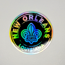 3&quot; New Orleans Decal Holographic Louisiana Mardi Gras Fleur De Lis Sticker Holo - £4.34 GBP