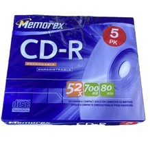 Memorex CD-R 5 Pack 52X 700MB 80Min New &amp; Sealed - £7.70 GBP