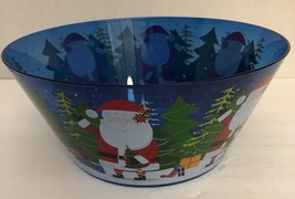 Blue Plastic Christmas 10” Serving Bowl. Santa Design-RARE COLLECTIBLE-S... - $13.74