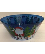 Blue Plastic Christmas 10” Serving Bowl. Santa Design-RARE COLLECTIBLE-S... - €64,03 EUR
