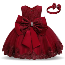 Princess Party Children Clothing Birthday Wedding Elegant Formal Dress for Red C - £31.96 GBP