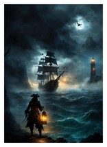 Pirate Captain Marooned On Island 4X6 Fantasy Art Photo - £6.22 GBP