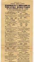 1963 Emergency Broadway Theatre Directory - $17.82