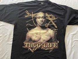 Vintage Tupac 2PAC Shirt Thug Life RARE Black Adult  3XL Gold Shirtless Tupac - £153.41 GBP