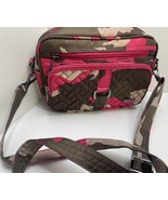 LUG Carousel Crossbody Pink Brown Quilted Camo Purse Travel RFID Crossbody - $16.36