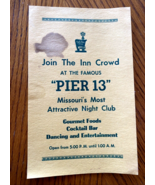 Pier 13 Missouri Night Club Vintage 1960s Advertisement Cocktail Bar Hol... - €40,22 EUR