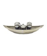 Silverplate CONDIMENT SET On Tray w Cobalt Blue Liner Set Made In England - $645.68 MXN