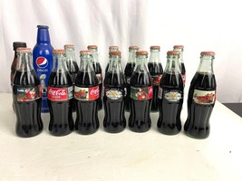 Lot of 15 Coca Cola 8oz Glass Bottle Christmas 1996 Full Unopened Coke S... - £28.24 GBP