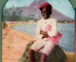 Vintage Stereoview Card - A Native Newsboy - Honolulu, Hawaiian Islands - $16.78