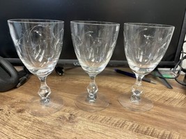 Set Of 3 Tiffin-Franciscan Water Goblet/Wine Glasses Stemware Leaf - £19.13 GBP