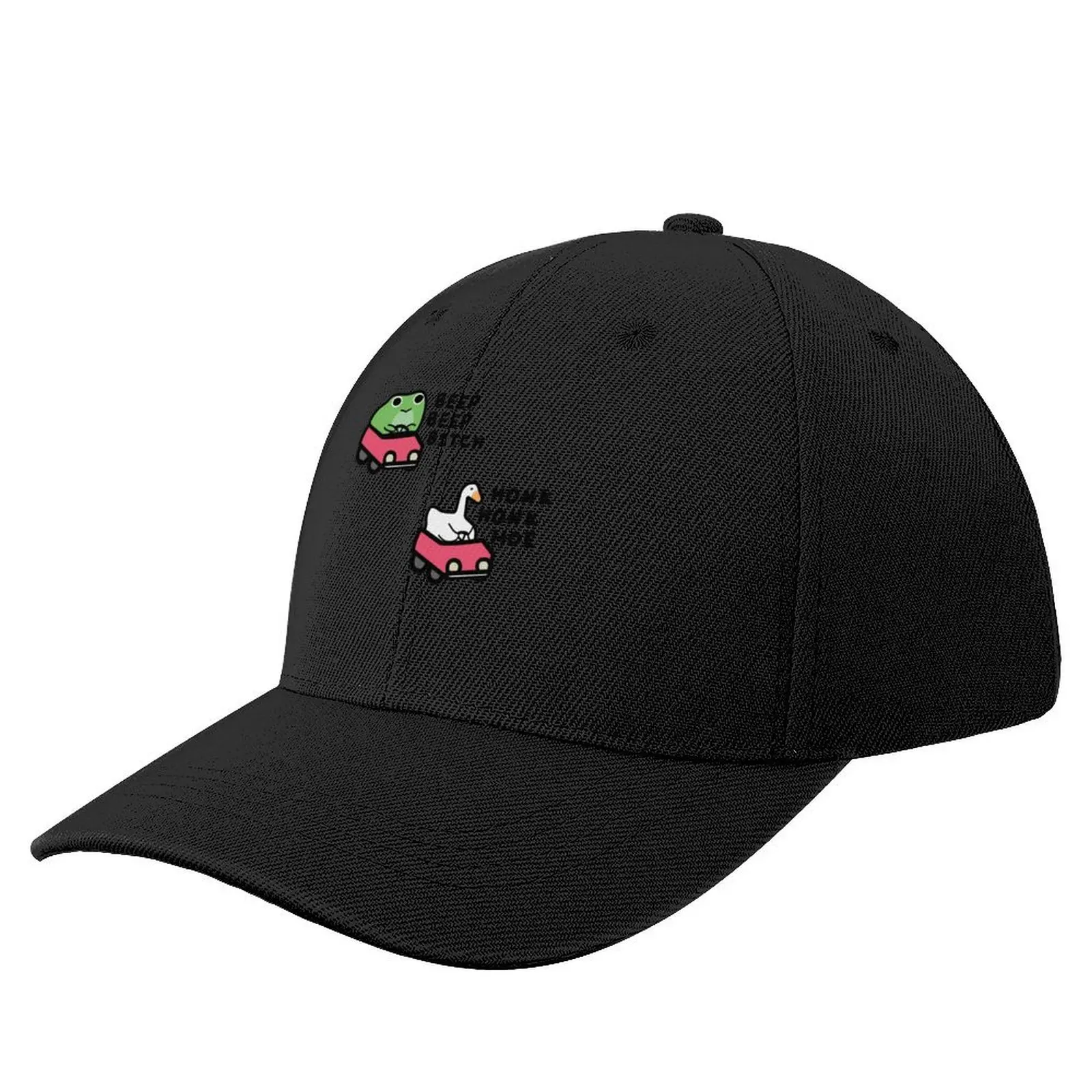 Meme Funny Frog &amp; Goose Driving Car Cute Animal Baseball Cap black Trucker Hat - £15.84 GBP