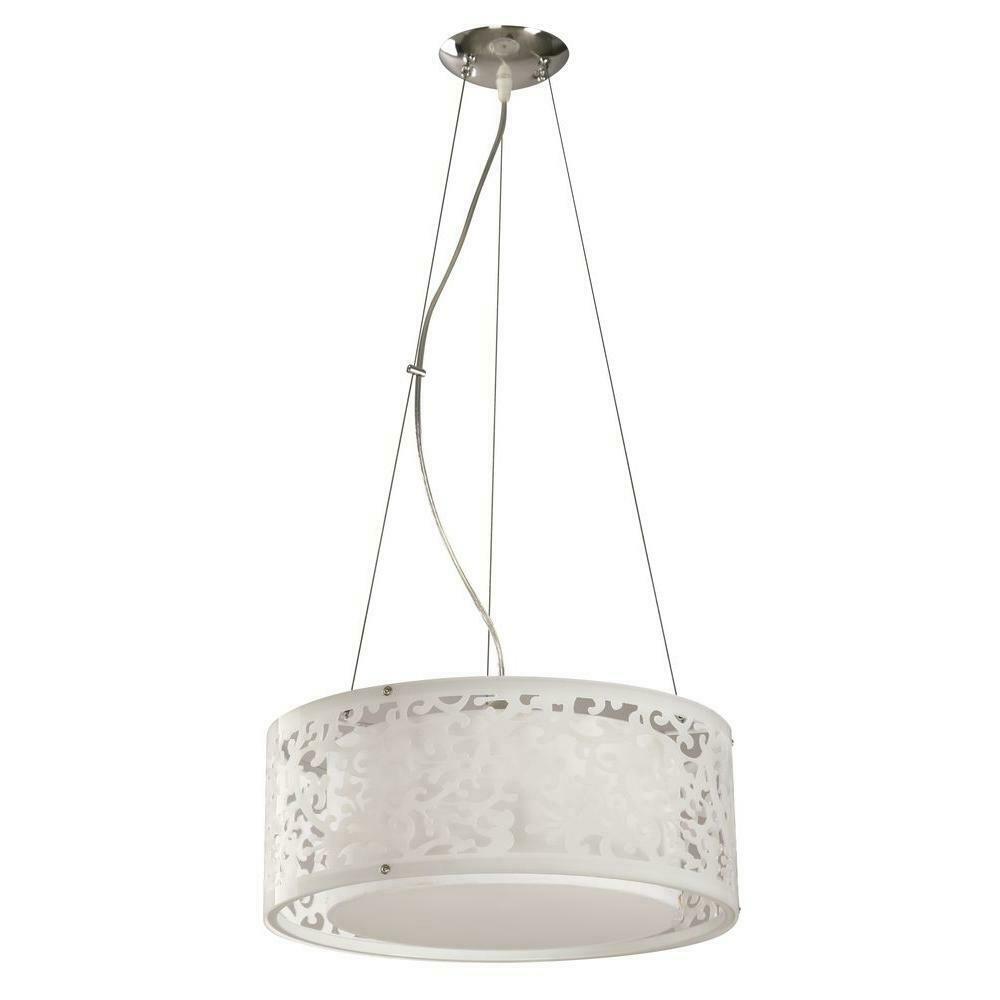HAMPTON BAY 3-LIGHT CHROME DRUM PENDANT - $19.79