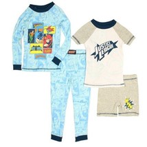 NEW Kids Size 3T Justice League Pajama PJ Set 4 Piece blue gray Batman Flash - £10.43 GBP