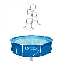 Intex Above-Ground Pool Ladder w/ Intex 10 x 2.5-Foot Pool Set with Filt... - £209.87 GBP