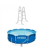 Intex Above-Ground Pool Ladder w/ Intex 10 x 2.5-Foot Pool Set with Filt... - £209.87 GBP