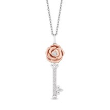 Enchanted Disney Belle Key Pendant Necklace Intricately Crafted in 925 Silver - £85.10 GBP