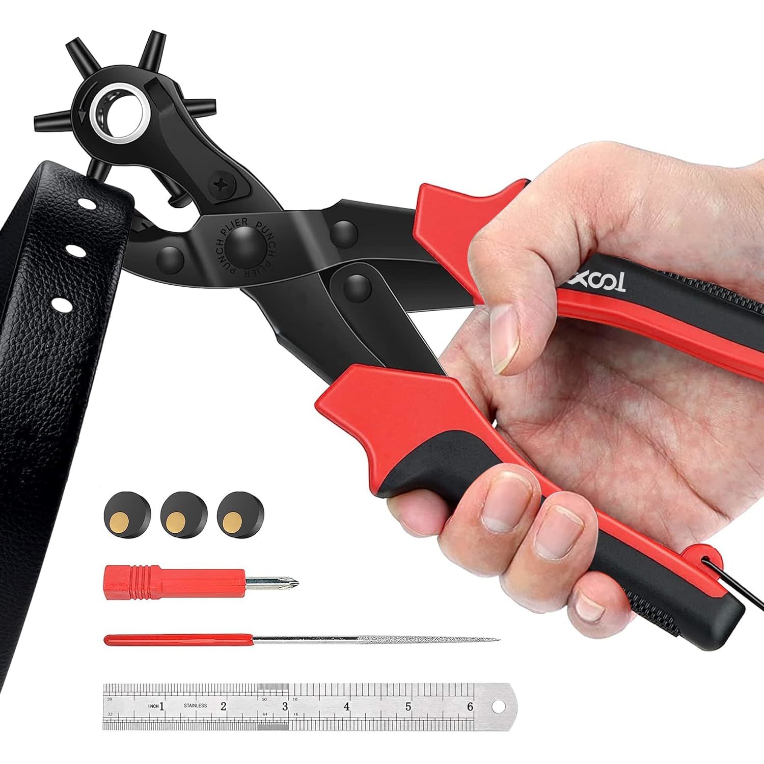 Revolving Punch Plier Kit, Xool Leather Hole Punch Set For Belts, Watch ... - $30.99