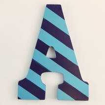 Wooden Letter A Art Minds Blue and Purple Stripes Hanging Wall Decor - £6.31 GBP