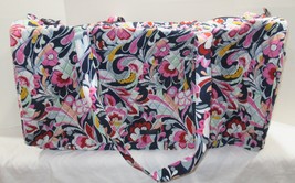 Vera Bradley Women Xl Traveler Duffel Bag Mod Paisley Flowers Navy Blue Pink - £117.63 GBP
