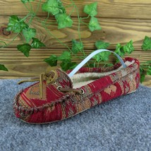 Minnetonka  Women Moccasin Shoes Red Fabric Slip On Size 6 Medium - £19.55 GBP