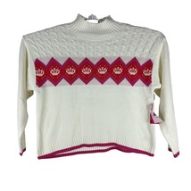 Juicy Couture Womens XXL Crown Knit Sweater Acrylic Blend White &amp; Red Color - £21.35 GBP