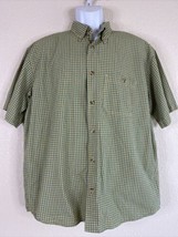 Cabela&#39;s Men Size L Yellow/Blue Check Shirt Short Sleeve Outdoor Casual - £5.37 GBP