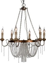 Chandelier Valentina Terracotta Lighting 6-Light Aged Gold Iron Crystal Swags - £1,254.51 GBP