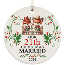 Our 21th Years Christmas Married Ornament Gift 21 Anniversary &amp; Red Fox Couple - £11.82 GBP