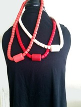 Traditional Unisex Ivory Red &amp; Cream Traditional Wedding Bead Pendant Ne... - $29.00+