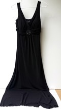 En Focus Studio Long Black Dress Empire Medallion Embellishment Stretchy Size 10 - $19.79