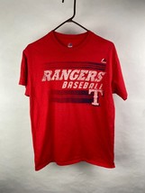 Majestic Mens M Texas Rangers Baseball Licensed Red T-Shirt, White Crack... - $13.95