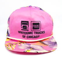 RARE Vintage WHITEGMC Floral Snapback Trucker Hat Cap Pink Purple Yellow... - $41.68 CAD