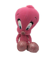 Plush Pink TWEETY BIRD Warner Brothers Looney Tunes Shiny Beak Legs 12&quot; - £6.07 GBP