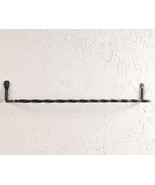 24&quot; TWISTED WROUGHT IRON WALL TOWEL BAR Primitive Colonial USA Amish Bla... - $34.97