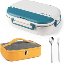 (Blue) Adult Lunch Box, 1400ML 4 Compartment Stainless Steel Bento Lunch Box - £39.04 GBP
