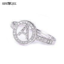 fashion mosaic cubic Zirconia Crystal Alphabet Letter Rings silver color Adjusta - £6.64 GBP