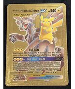 Pokemon Pikachu &amp; Zekrom Tag Team Gold Card 162/181 - $39.60