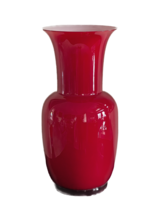 Murano Signed Venini 1985 Red Hand Blown Glass Vase 14 1/8&quot; High - £395.18 GBP