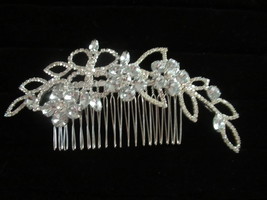 Floral leaf 5.25&quot; diamante comb tiara - £11.19 GBP