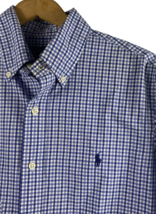 Ralph Lauren Shirt Size Medium Mens Dress Button Down Blue &amp; White Plaid... - £36.63 GBP